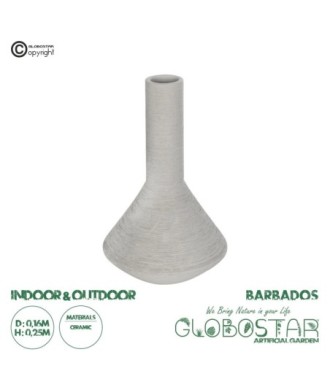 GloboStar® Artificial Garden BARBADOS 21284 Διακοσμητικό Κεραμικό Βάζo Γκρι Π16 x Μ16 x Υ25cm